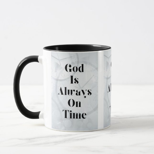 God Is Always On Time Two-Tone Mug (Left)