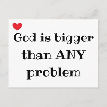 God Is Bigger Than Any Problem Cute Postcard by HappyGabby at Zazzle