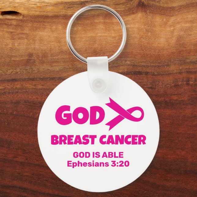 GOD IS BIGGER THAN BREAST CANCER Christian Keychain (Front)