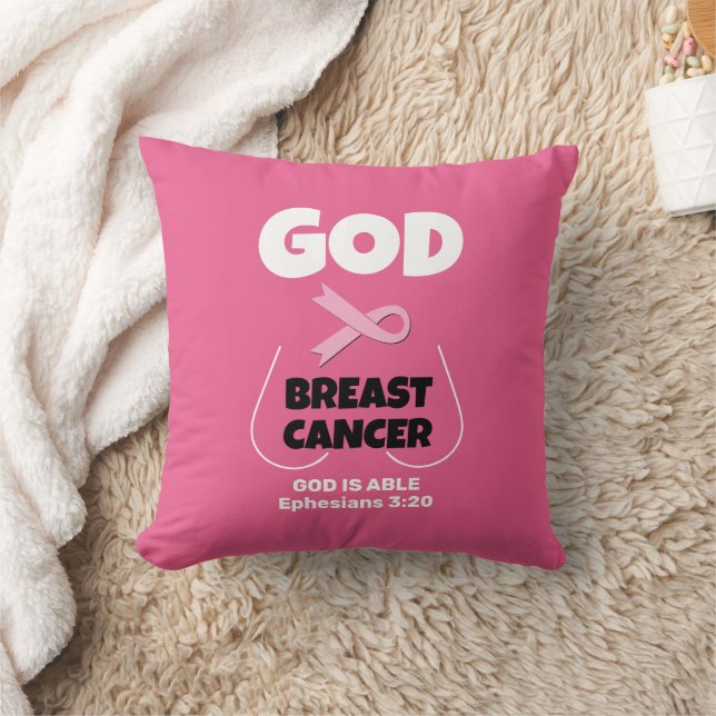 GOD IS BIGGER THAN BREAST CANCER Christian T-Shirt Throw Pillow (Blanket)