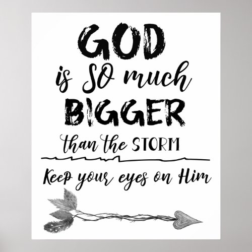 God is Bigger than the Storm Christian Poster