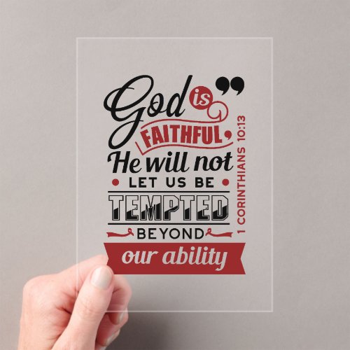 God Is Faithful – 1 Corinthians 10:13 Bible Verse Acrylic Invitations