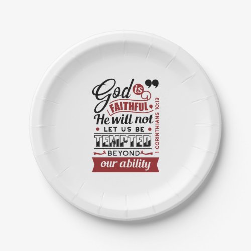 God Is Faithful – 1 Corinthians 10:13 Bible Verse Paper Plates