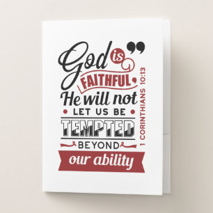 God Is Faithful – 1 Corinthians 10:13 Bible Verse Pocket Folder