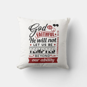 God Is Faithful – 1 Corinthians 10:13 Bible Verse Throw Pillow