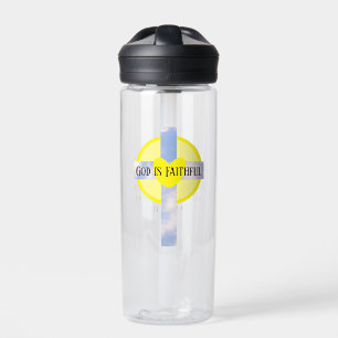 God is Faithful Cross Healing Bible Verse Yellow Water Bottle
