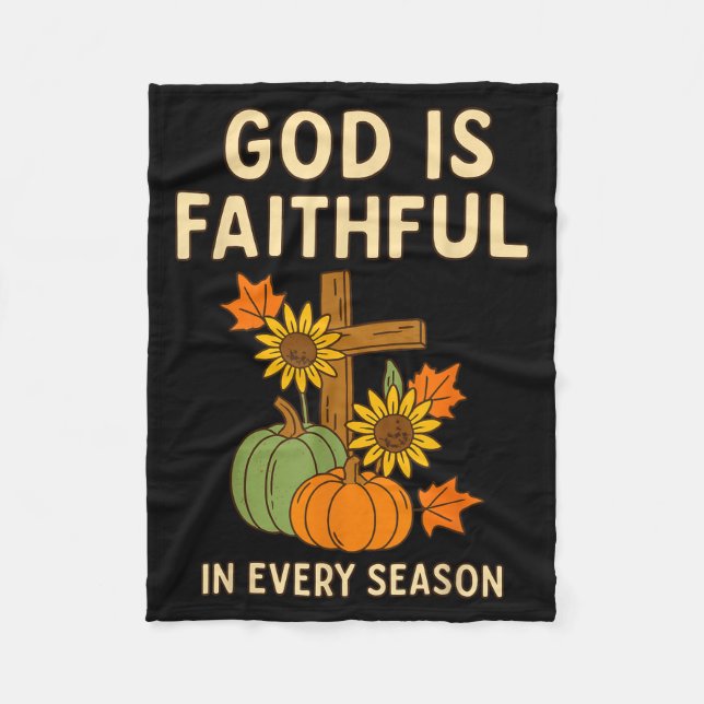 God Is Faithful Fall Christian Bible Verse Pumpkin Fleece Blanket (Front)