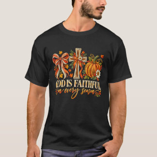 God Is Faithful In Every Season Christian Fall Coq T-Shirt