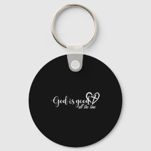 God Is Good All The Time Cross And Heart Christian Keychain