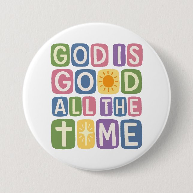 God is good All the time Retro faith Button (Front)