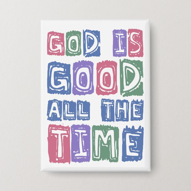God is good All the time Retro faith Button (Front)