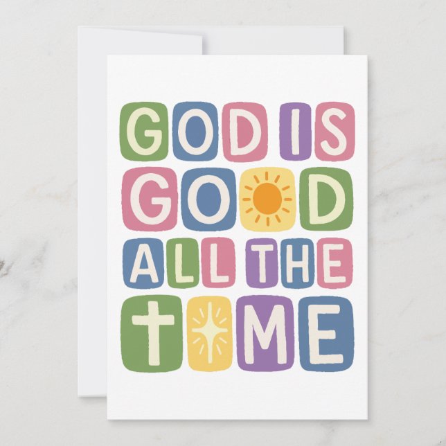 God is good All the time Retro faith Invitation (Front)