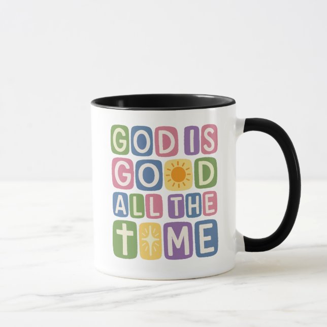 God is good All the time Retro faith Mug (Right)