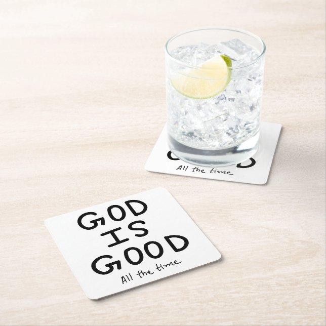 God is good all the time square paper coaster (Insitu)