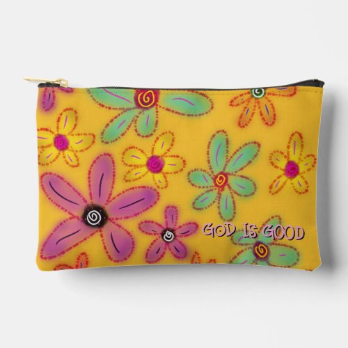 God is Good Custom Name Floral  Accessory Pouch