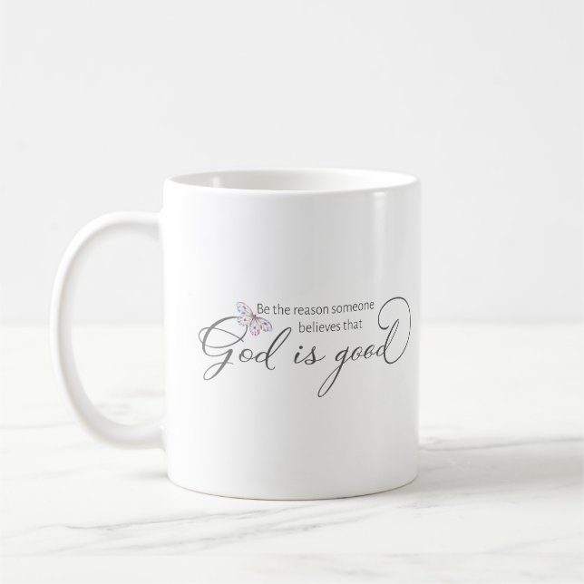 God is Good Purple Butterfly Coffee Mug (Left)