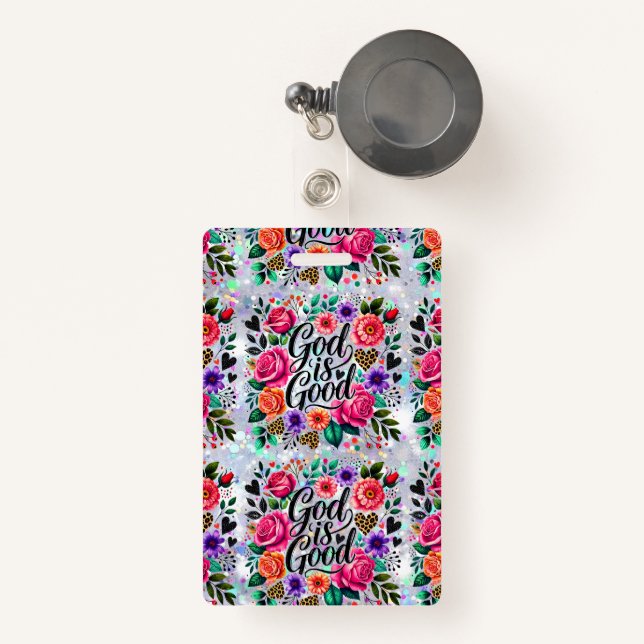 God is Good Religious Christian Gift Badge Reel ID (Front with Retractable)