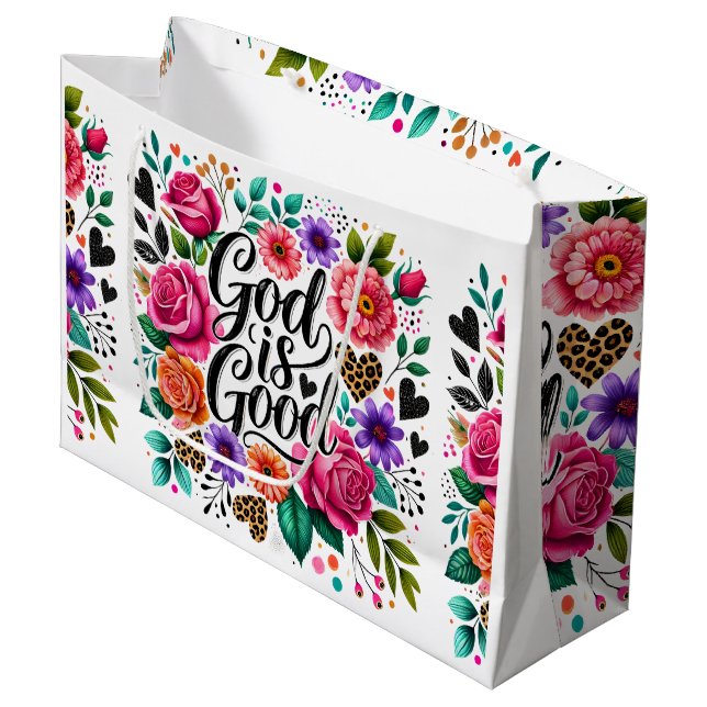 God is Good Religious Christian Gift Bag For Gifts (Front Angled)
