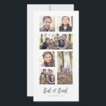 God is Good religious Christmas photo collage card<br><div class="desc">This 6-photo collage card features the religious Christian message "God is Good" in a hand-written look. Perfect for showcasing all your blessings this holiday season, this vertical card has 4 square photo spots, one horizontal and one vertical. The back is a classic navy blue with white snowy dots, but the...</div>