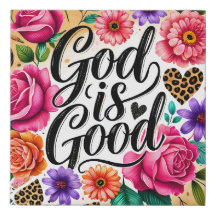 God is Good Religious Faux Wrapped Canvas Print
