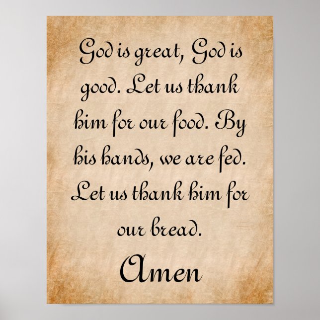 God is Great Mealtime Prayer Poster (Front)