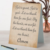 God is Great Mealtime Prayer Tabletop Sign