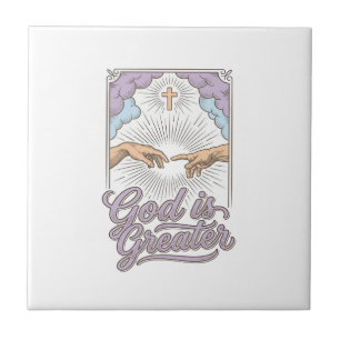God Is Greater Christian Vintage Engraving Shirt_1 Ceramic Tile