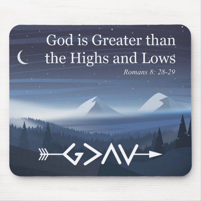 God is Greater than the Highs and Lows Mousepad (Front)