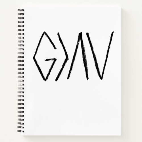 God is greater than the hills and valeys notebook