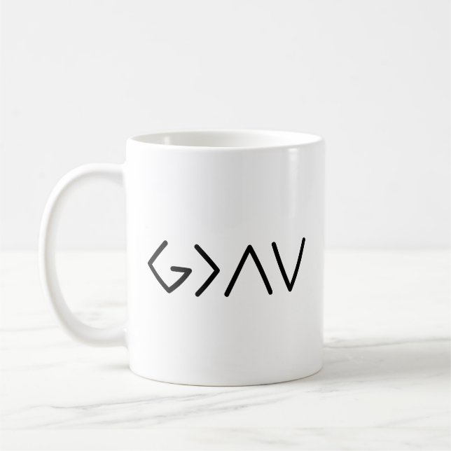 God Is Greater Than The Ups & Downs Symbols Coffee Mug (Left)