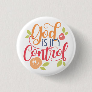 God is in Control Christian Christianity Faith Button