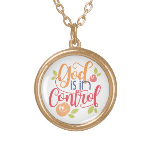 God is in Control Christian Christianity Faith Gold Plated Necklace
