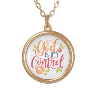 God is in Control Christian Christianity Faith Gold Plated Necklace