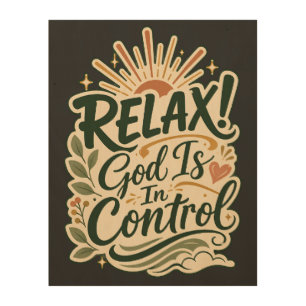 God Is In Control Christian Faith-Based Design Wood Wall Art