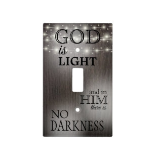 God is Light Bible Verse Wood Fairy Lights Switch Cover