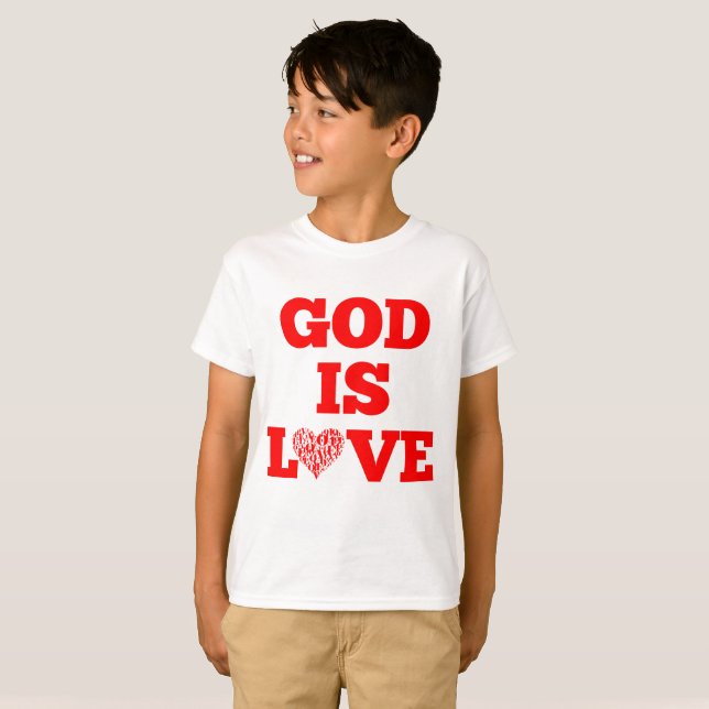 God Is Love Bible Quote Boy's T-Shirt (Front Full)