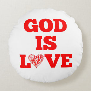 God Is Love Bible Quote Round Pillow