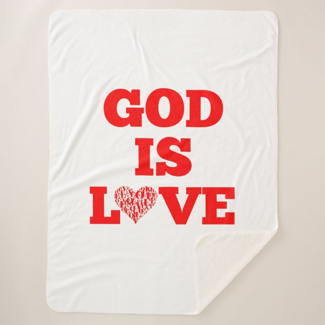 God Is Love Bible Quote Sherpa Blanket (Front)