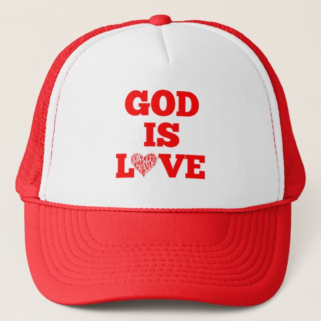 God Is Love Bible Quote Trucker Hat (Front)