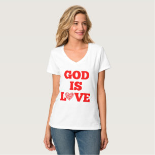 God Is Love Bible Quote Womens V-Neck T-Shirt