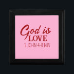 God is Love Bible Verse Christian Faith Pink Gift Box<br><div class="desc">This beautiful and meaningful gift box features the powerful Bible verse of 1 John 4:8.</div>
