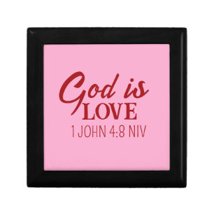 God is Love Bible Verse Christian Faith Pink Gift Box