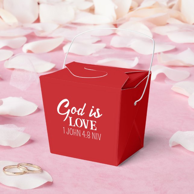 God is Love Bible Verse Christian Faith Red Favor Boxes (Wedding)
