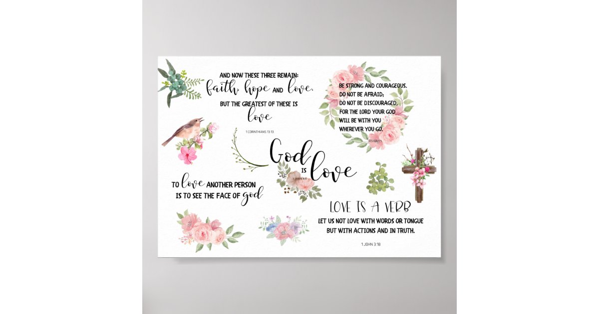 God is love bible verse inspirational phrases poster zazzle