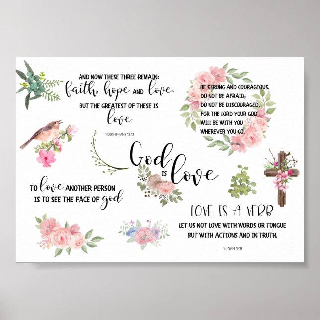 God is Love Bible Verse Inspirational Phrases Poster (Front)