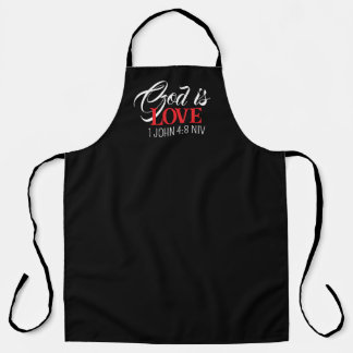 God is Love Black and Red Bible Verse Faith Apron