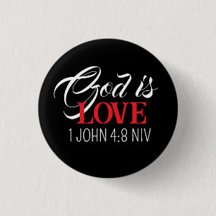 God is Love Black and Red Bible Verse Faith Button