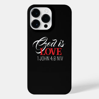 God is Love Black and Red Bible Verse Faith iPhone 14 Pro Max Case