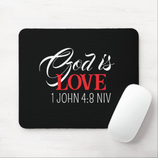 God is Love Black and Red Bible Verse Faith Mouse Pad