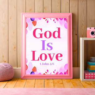 God Is Love Boho Christian Teen Girl Wall Art